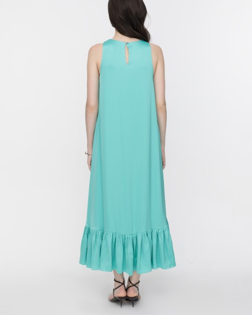 SIXDO Sleeveless Flared Midi Silk Dress